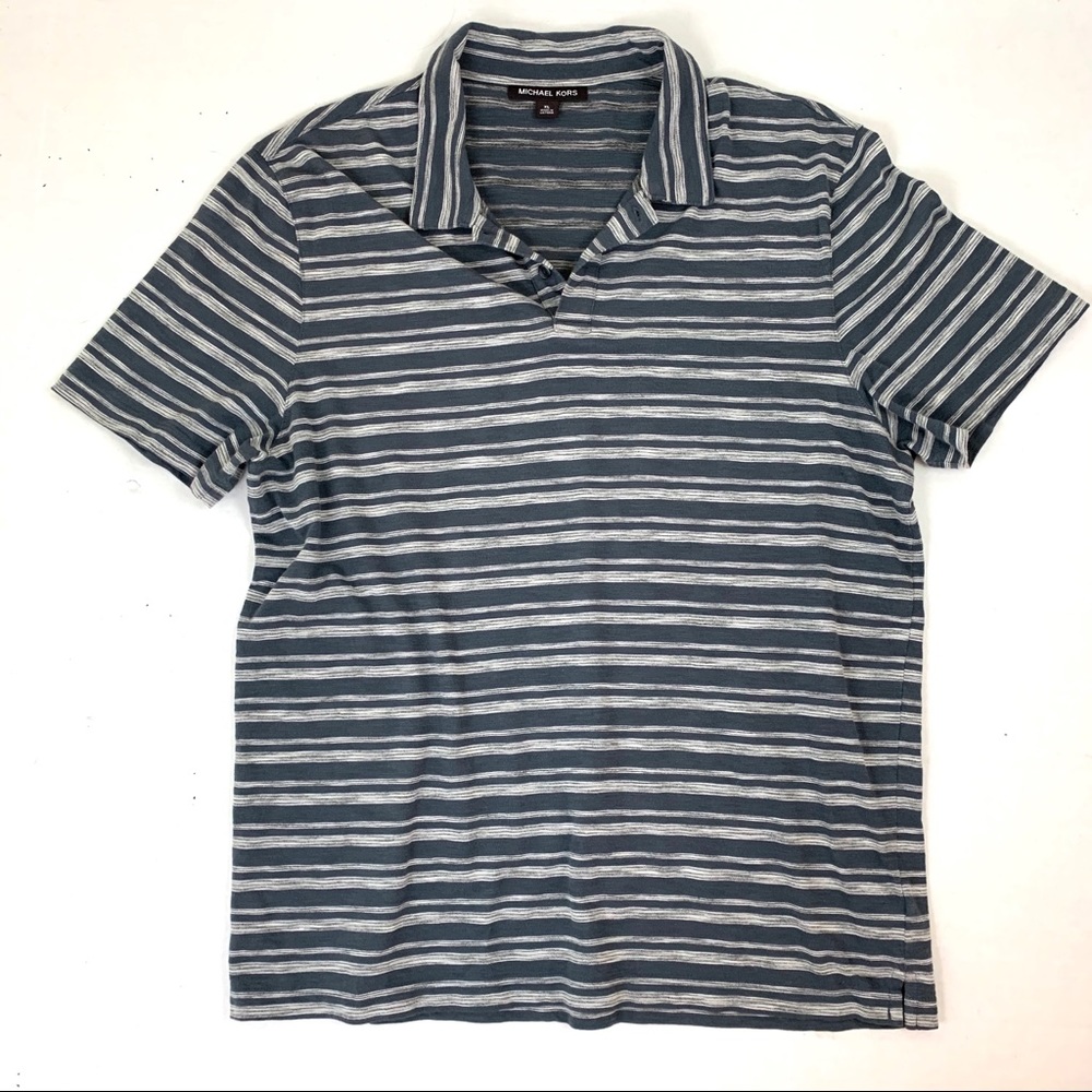 ✨5 FOR $25✨   Michael Kors Gray Stripe Short Sleeve Polo Shirt